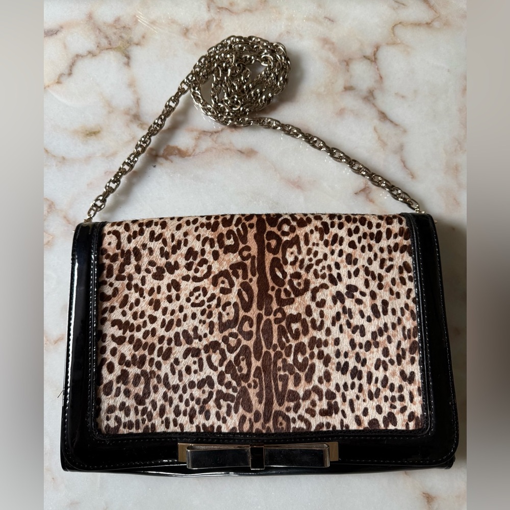 White House Black Market Leopard Print Chain Shoulder Bag